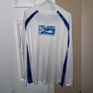 Pelagic White and Blue Long Sleeve Fishing Shirt